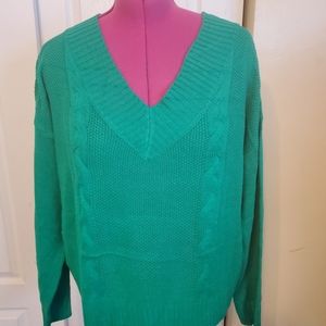 Green V-Neck Sweater, Large